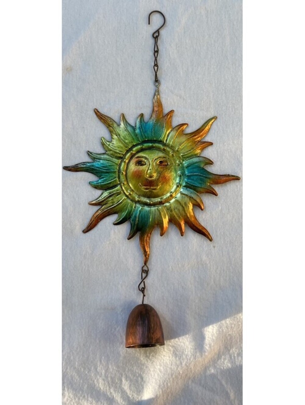 VTG 90s Metal Sun Face Celestial Wind chime Whimsy Goth Outdoor/Indoor 13”